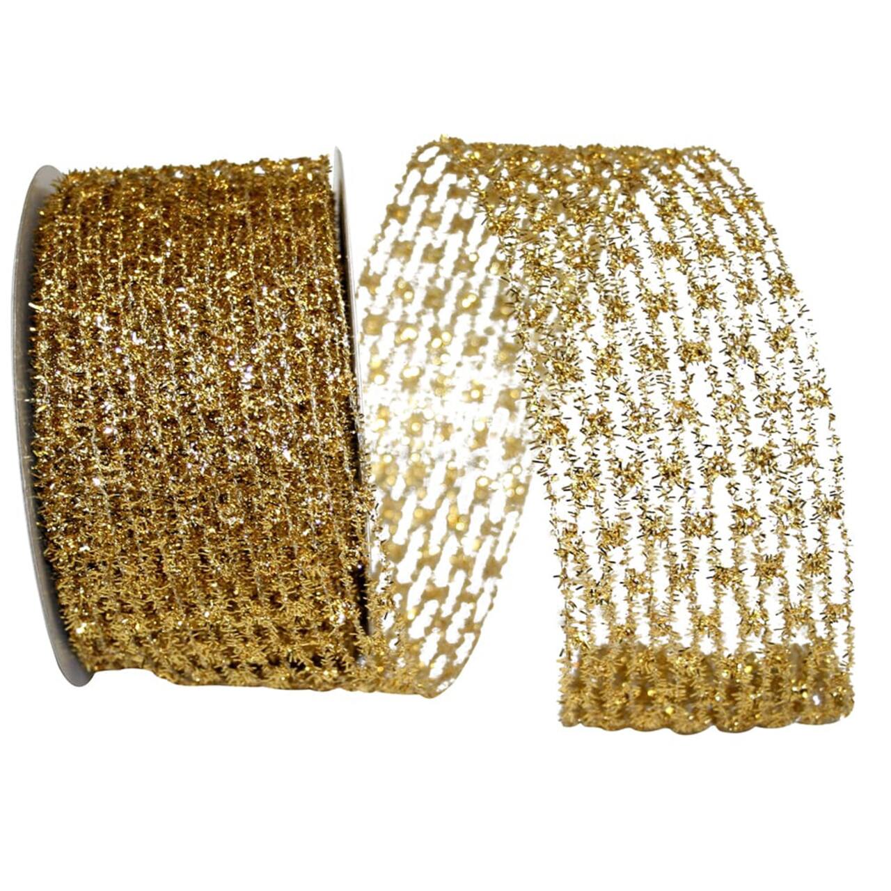JAM Paper 2.5" x 10yd. Flex Net Stretch Metallic Wired Edge Mesh Ribbon